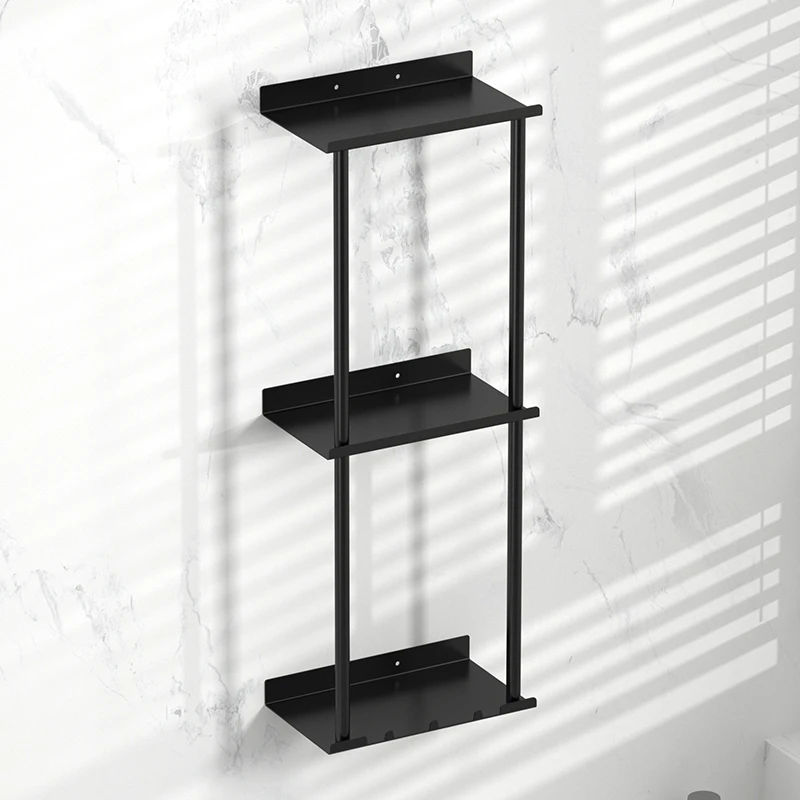 Bathroom towel rack, 2/3 layer metal rack with rack and 3 hooks, 6 large capacity, bathroom rack for rolling t