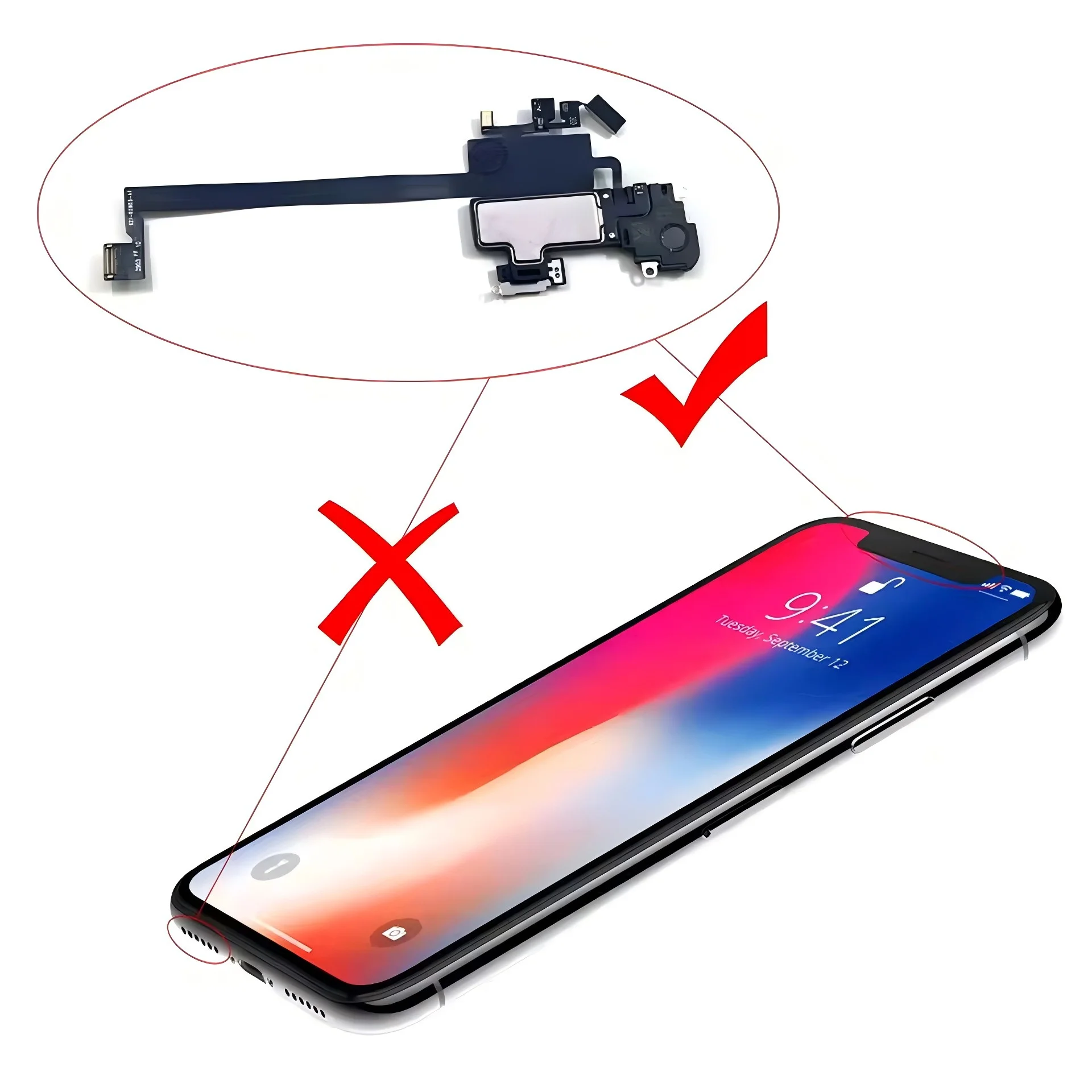 Earpiece Compatible For Iphone X XR XS Max 11 12 Pro Max MIni Ear Speaker Replacement Includes Proximity Sensor