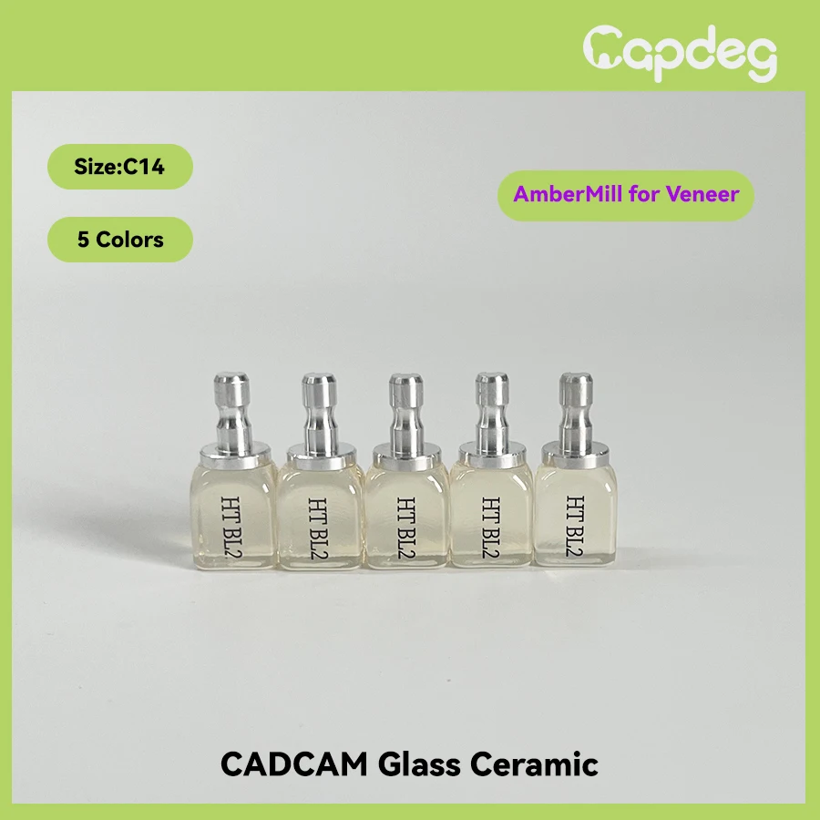AmberMill Dental Glass Ceramic Block Lithium Disilicate C14 Emax Blocks 18x14x14mm for Dental Veneer Aesthetic Restoration