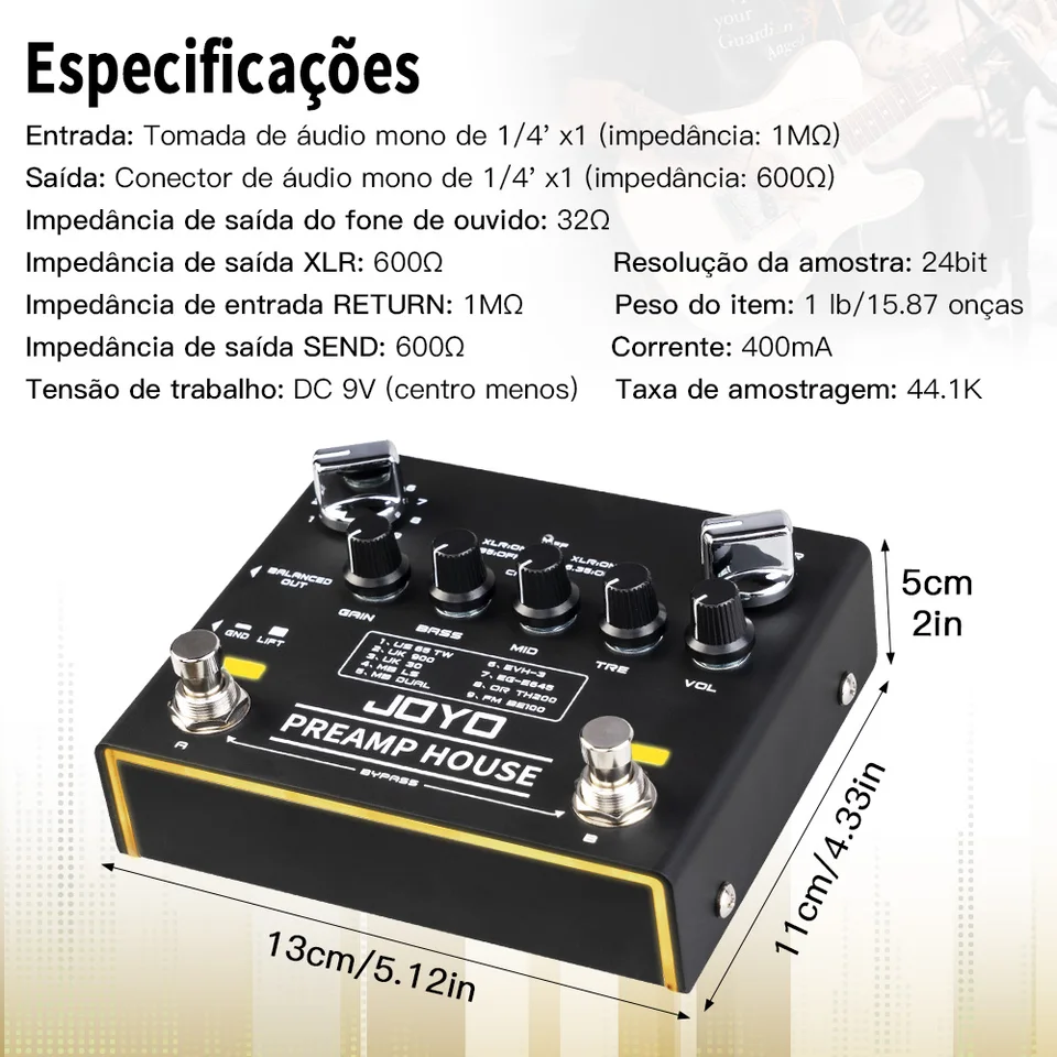 ギター JOYO PREAMP HOUSE JOYO R-15 PREAMP HOUSE Preamp Pedal Dual Modulation Guitar Effect