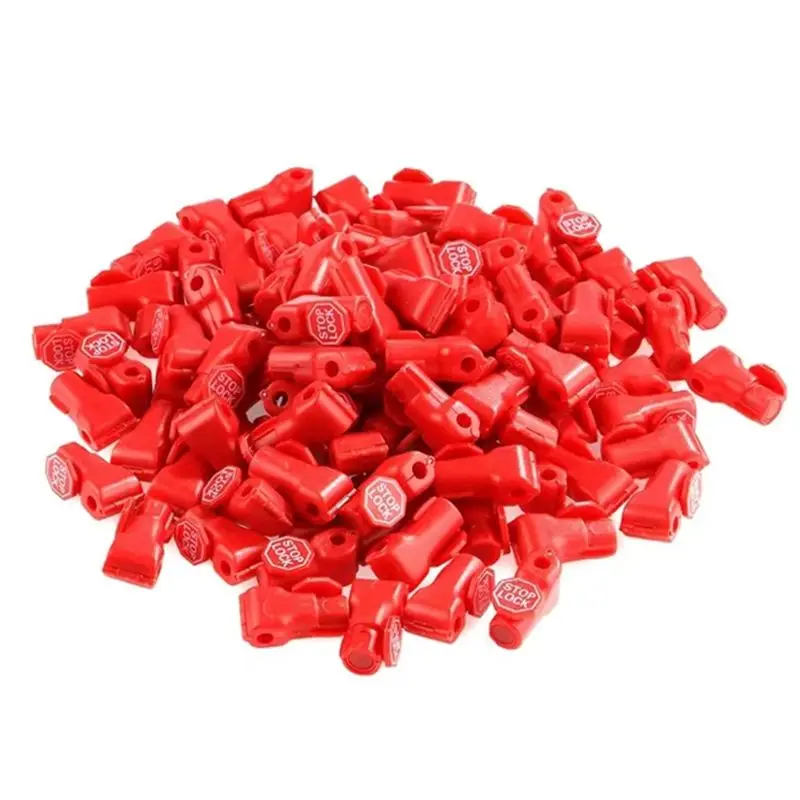 

ABWR-100Pcs Portable Plastic Peg Hook Stop Lock Supermarket Peg Hook Stop Lock Pegboard Safety Display Hook Lock Red