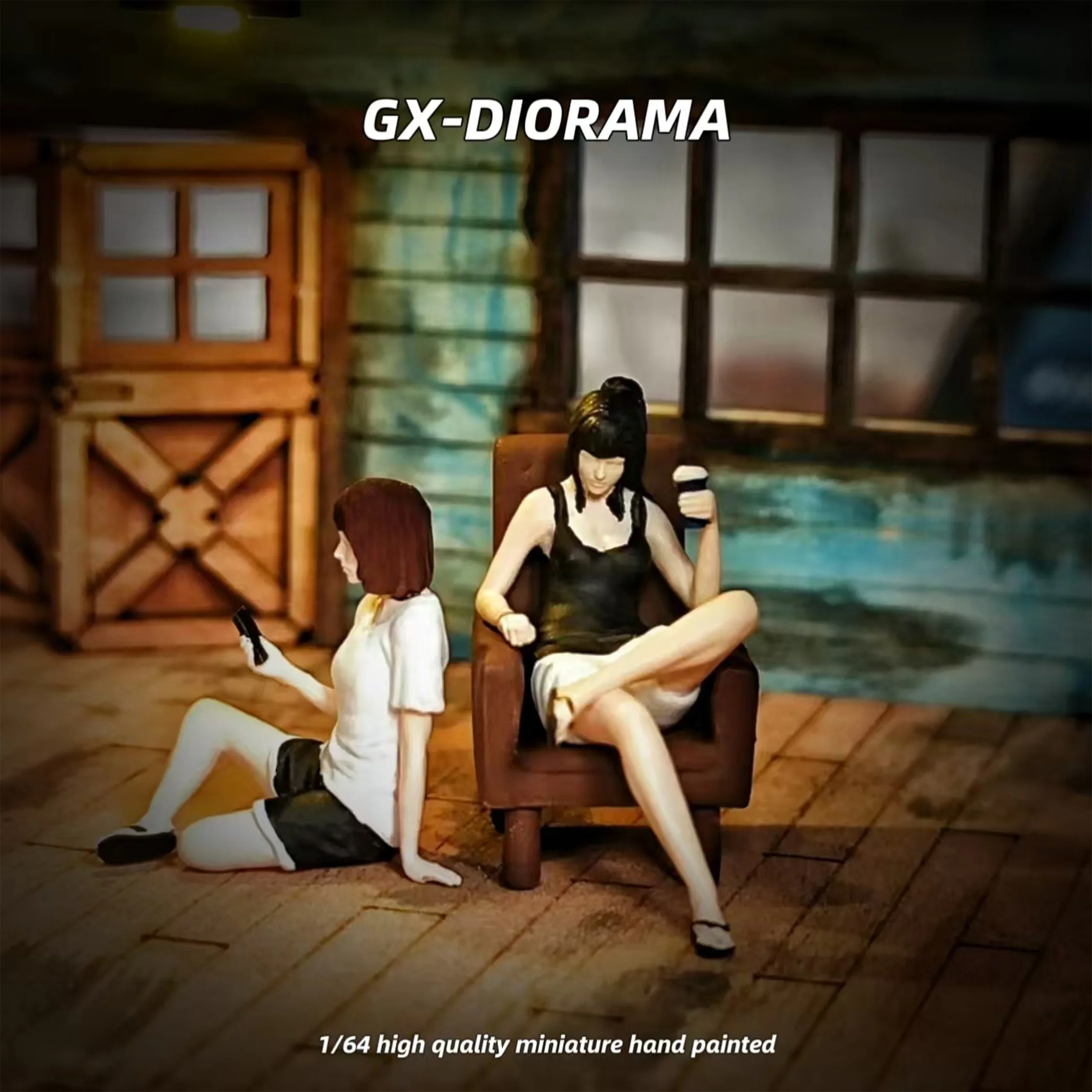 GX-DIORAMA  1/64 Scale Figurines Model Home Leisure Girl Duo Collection Miniature Hand-painted