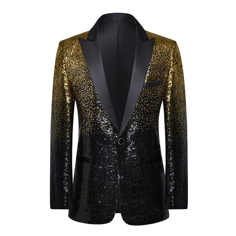 

Colored Sequin Polka Collar Slim Fit Suit Male Singer Stage Performance Outfit Nightclub Bar Host DJ Performance Jacket