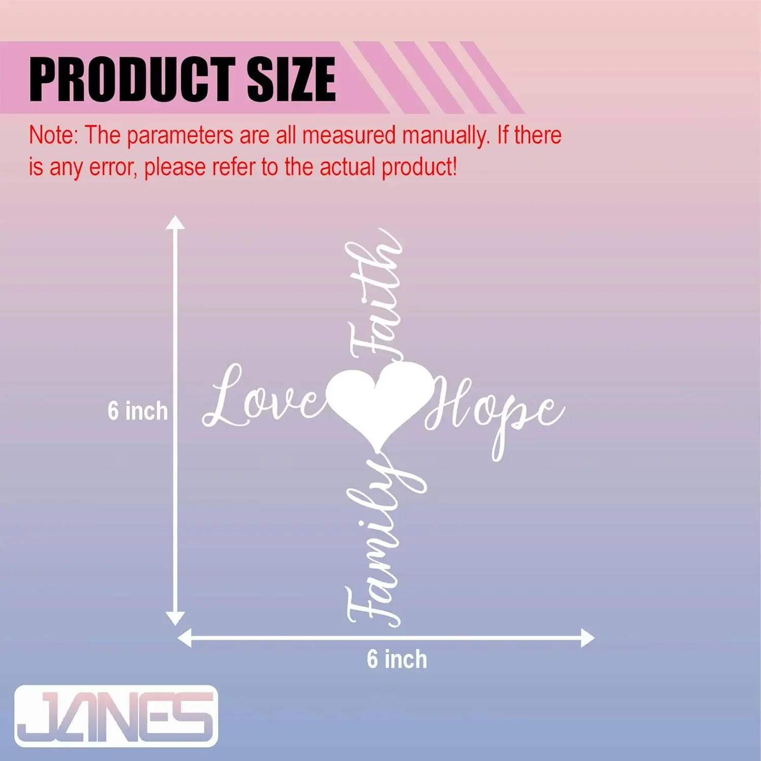 

1PC Faith Hope Love Family Cross Heart Christian Vinyl Sticker Religious Inspirational Decal for Car Window Bumper Decor