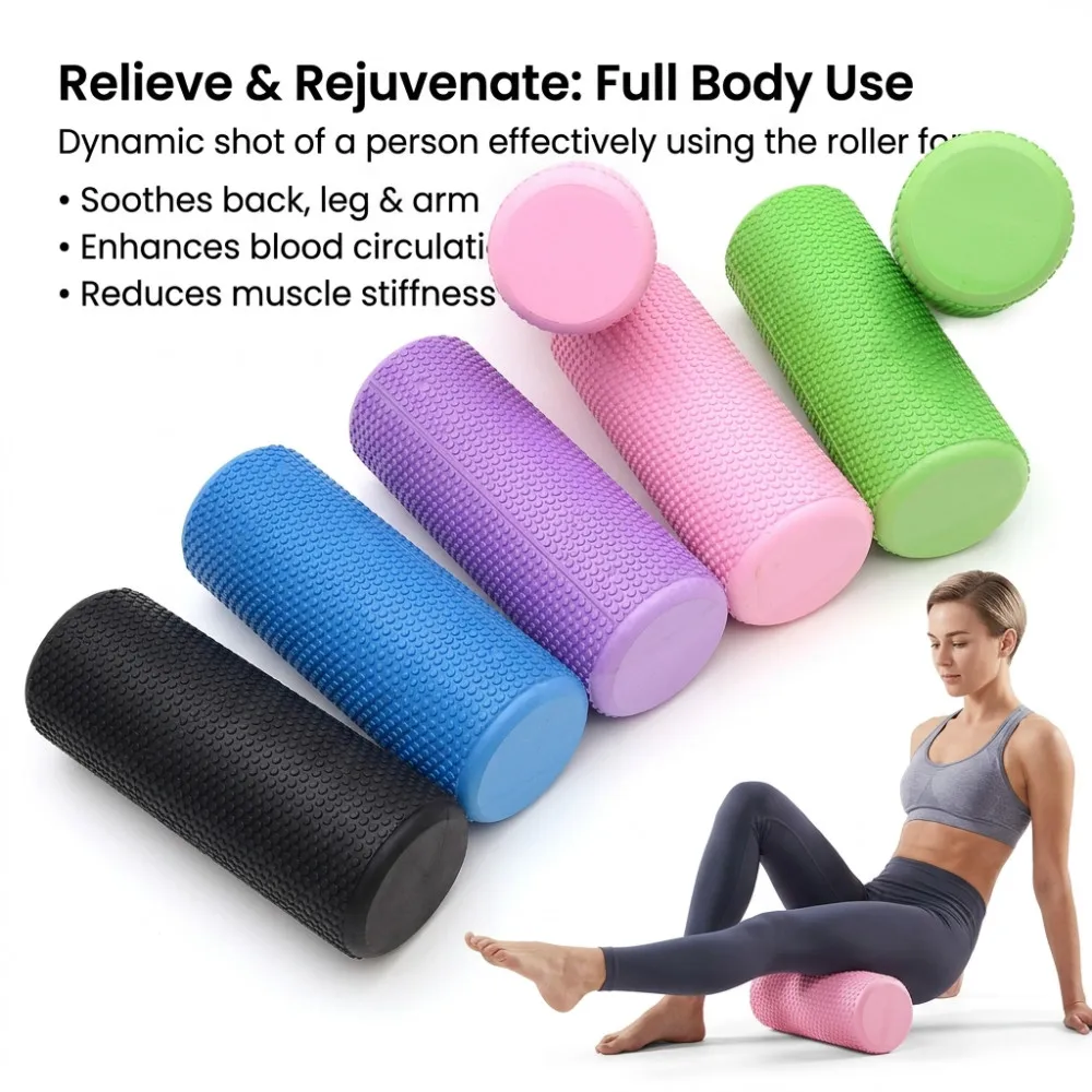 30/45CM Yoga-Schaumstoffrolle Hochdichte EVA-Muskelrolle Selbstmassage-Werkzeug für Pilates Yoga Fitness-Studio-Ausrüstung