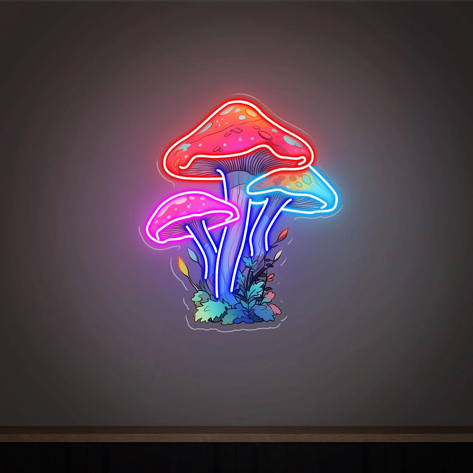 يقطر الفطر NeonSign، الفطر NeonSign، الفطر فن البوب الملونة، بوهو غرف الألعاب إعدادات الجدران الداخلية، الأعمال NeonSign