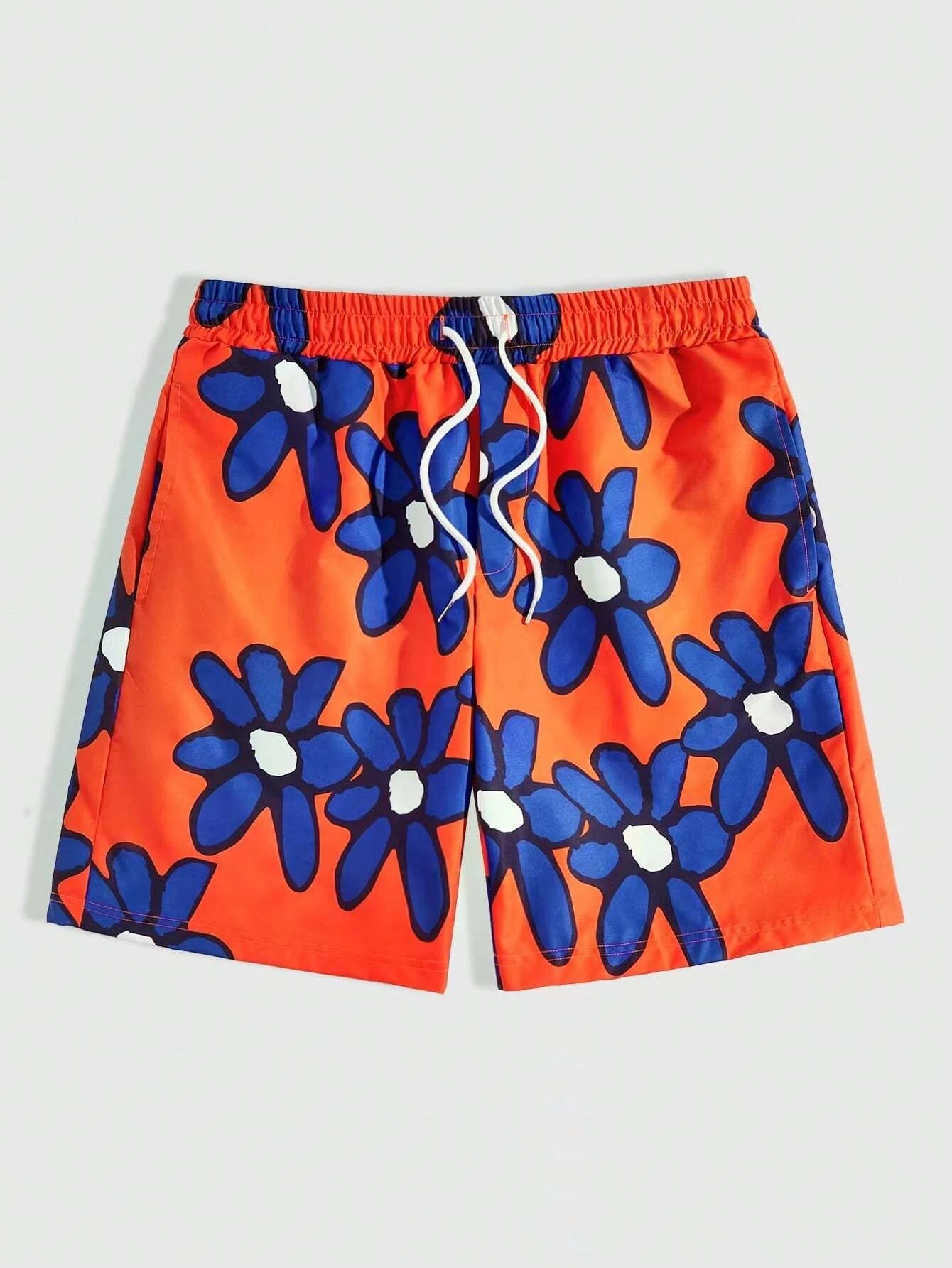 Mens Blue Flowers Simple Casual Beach Girls Shorts Pants Fashion 3d Printing Men Gym Shorts Holiday Daily Shorts Men Clothing