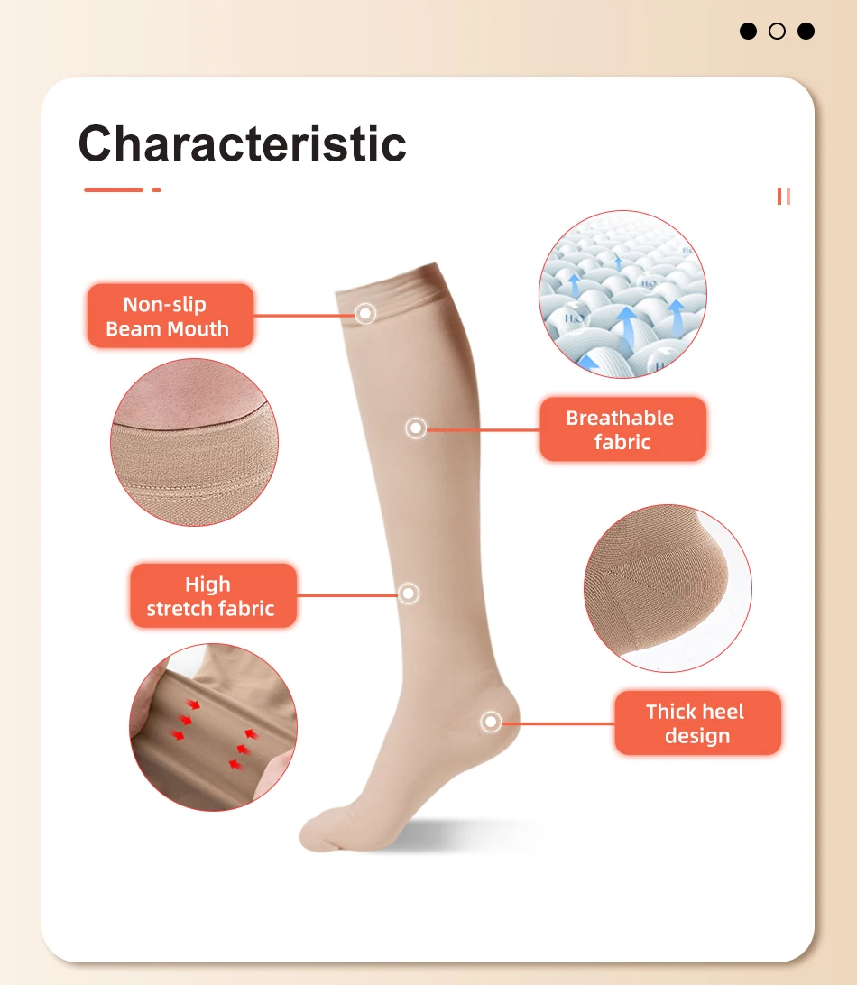 Legbeauty Plus Size Medizinischer kniehoher Kompressionsstrumpf für Herren und Damen, geschlossener Zehenbereich, Krampfadern-Socke, Wadenärmel, S-5XL, 15–20 mmHg – Detail 4