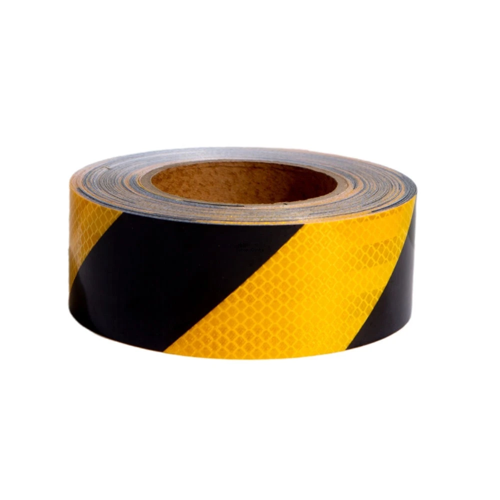 5cm*5m PET Micro-Prismatic Twill Reflective Tape Yellow-Black Waterproof Adhesive Reflectors Strip Stickers For Motorcycle Truck