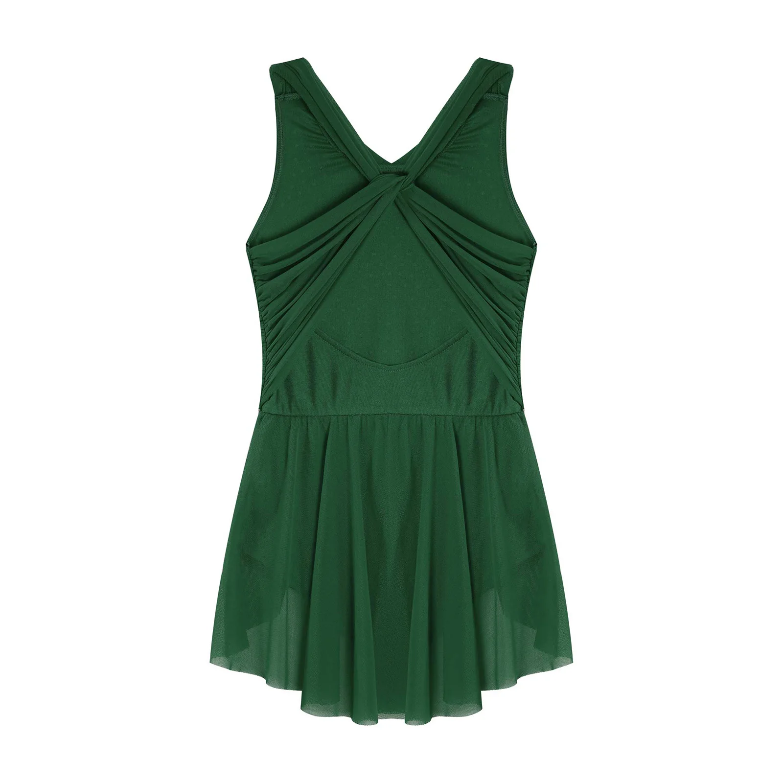 Robes de danse lyrique pour enfants filles, strass brillants, Costume de spectacle de gymnastique et de patinage artistique, robe superposée en maille croisée