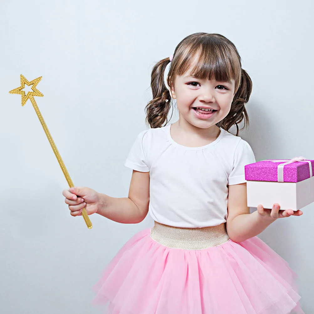 2 個のスターワンド妖精コスプレ小道具光沢のあるゴールデンエンジェル妖精子供パフォーマンスパーティーの装飾ギフト女の子のため