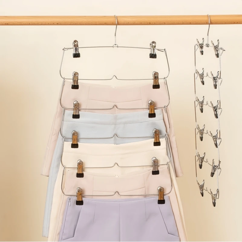 

Multifunctional Folding Pants Skirt Rack Home Clothing Store Closet Storage Thickened Metal Hanger Organizer Racks Non-slip Home