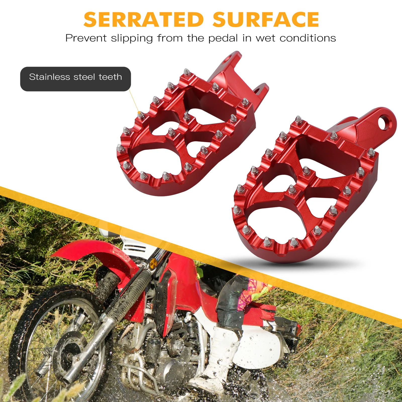 NICECNC Motorrad-Fußrasten, Fußstützen, Pedale für Honda XR650L 1993-2025 CR80R CR85R XR250R XR400R XR600R XR650R – Detail 13