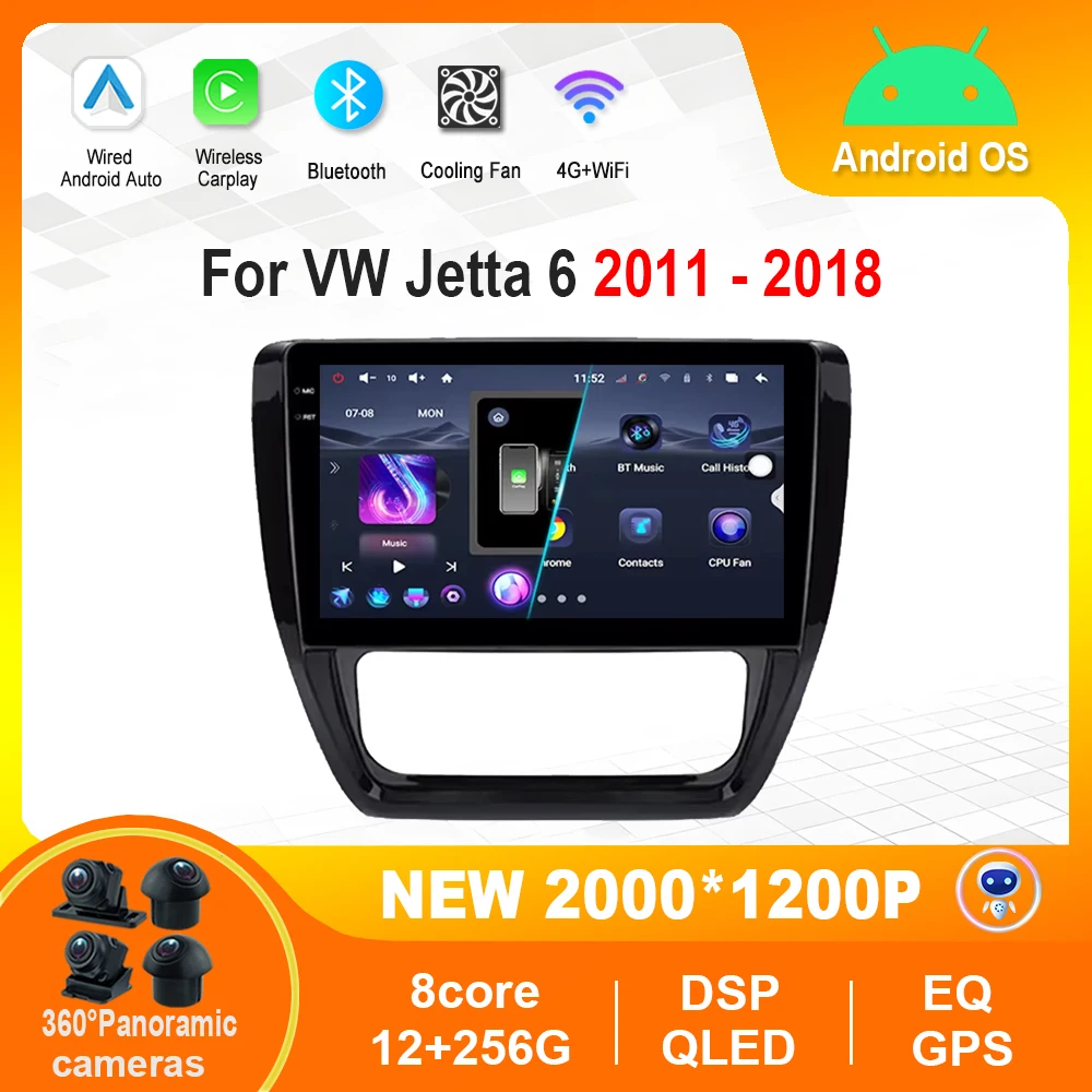 

Для VW Volkswagen Jetta 6 2011-2018 Android Auto Автомобильный видео Мультимедийный плеер 4G WiFi Bluetooth GPS Навигация HD Сенсорный экран