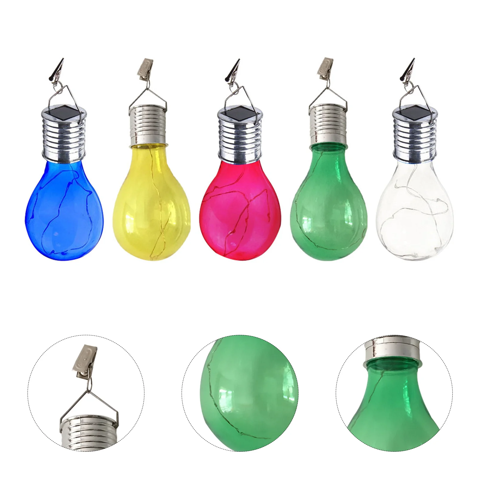 5pcs Powered Waterproof Led Hanging Bulb Lights Outdoor Garden Decor Rotatable Lamp For Landscape, Solar Replacement Bulbs,