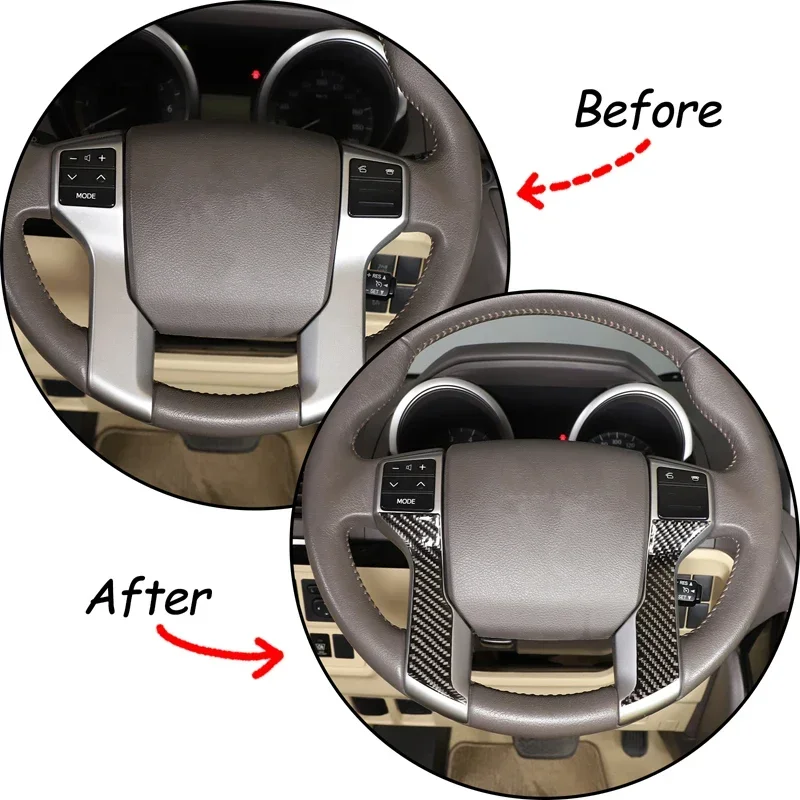 

2Pcs Soft Carbon Fiber For Toyota Land Cruiser Prado FJ150 150 2010-2017 Car Steering Wheel Decorative Stickers Car Accessories