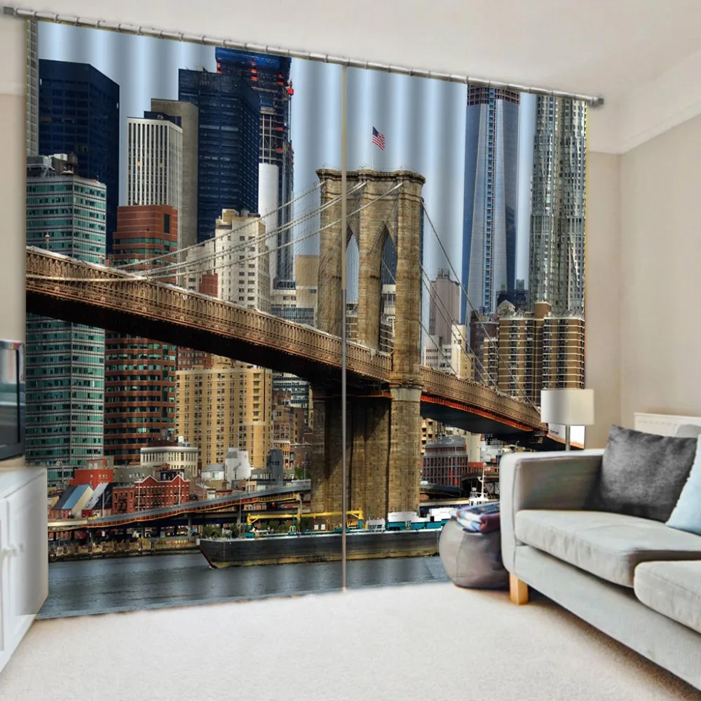 high builidng curtains European Curtains Photo Painted 3D Curtain Living room Blackout curtain