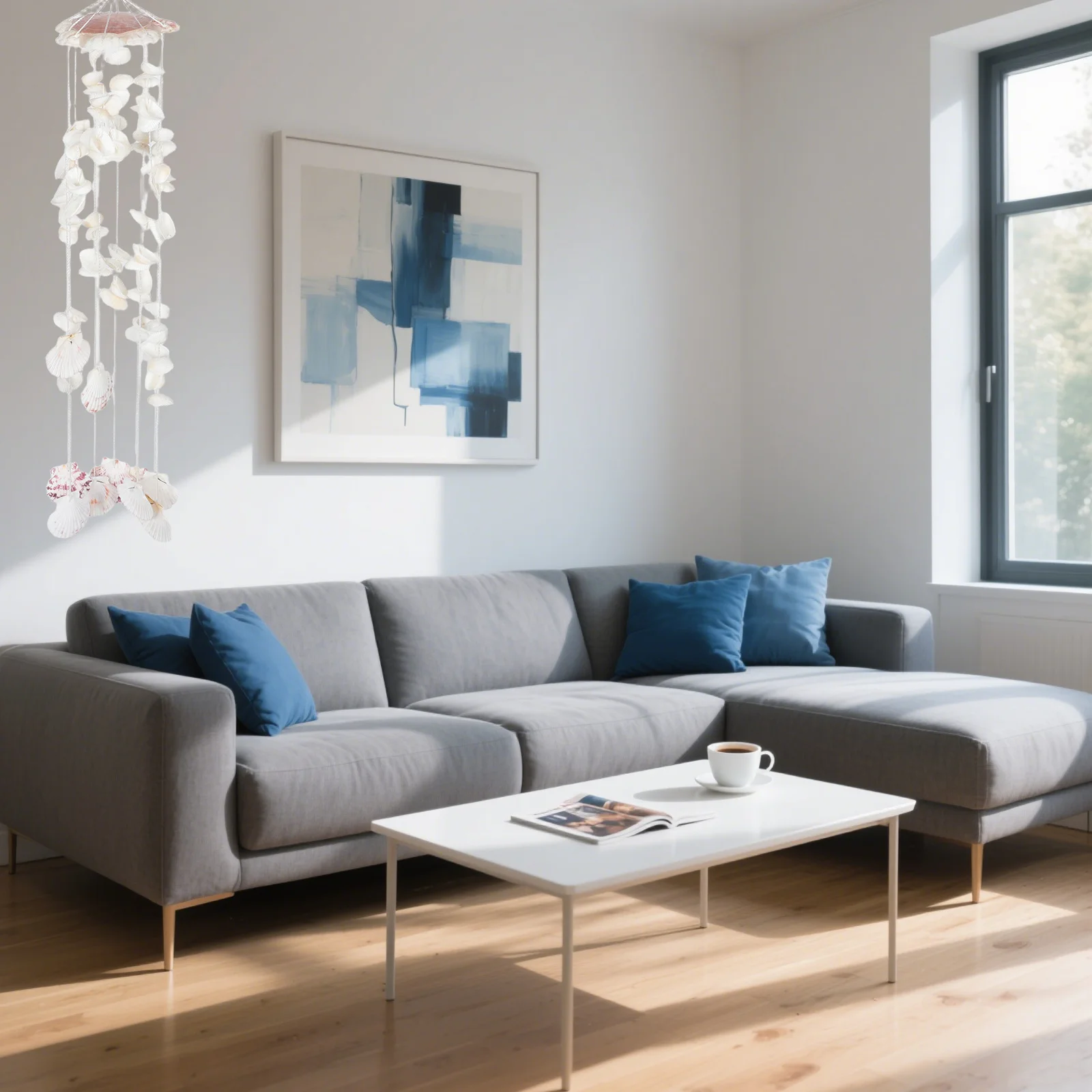 

Seashell Wind Chime Natural Shell Wind Bell Nautical Hanging Ornament Coastal Decor Indoor Outdoor Patio Yard Living Room