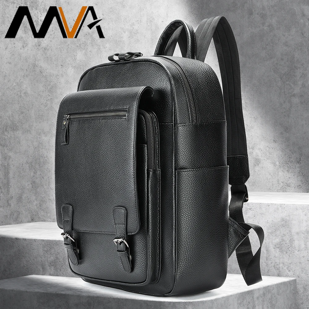 

MVA New Luxury Genuine Leather Backpack for Men Travel Black Bagpack Top Layer Cow Leather Men Business Laptop Mochila 2023