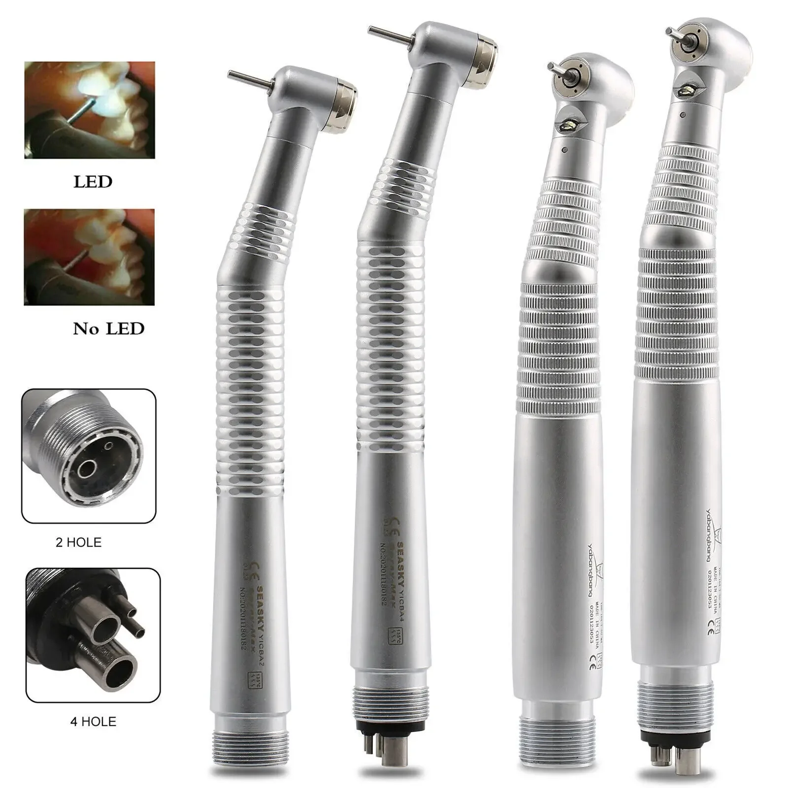 Nsk Style Dental High Speed Fiber Optic LED E-generator /No-LED Handpiece Standard Push Button Turbine 2/4 Hole