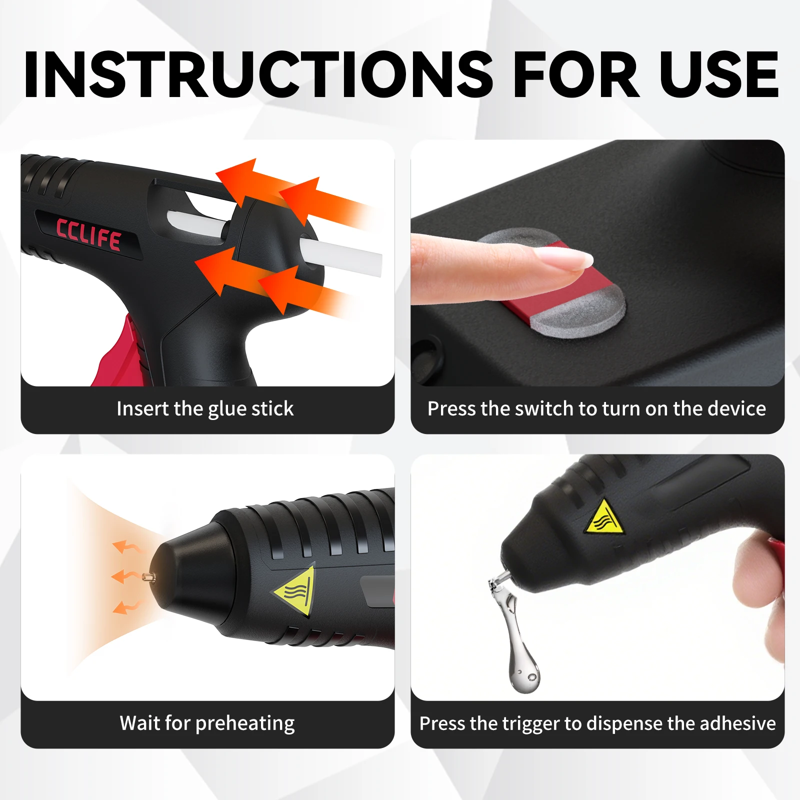 ปืนกาวไร้สาย 4V ดีไซน์ใหม่