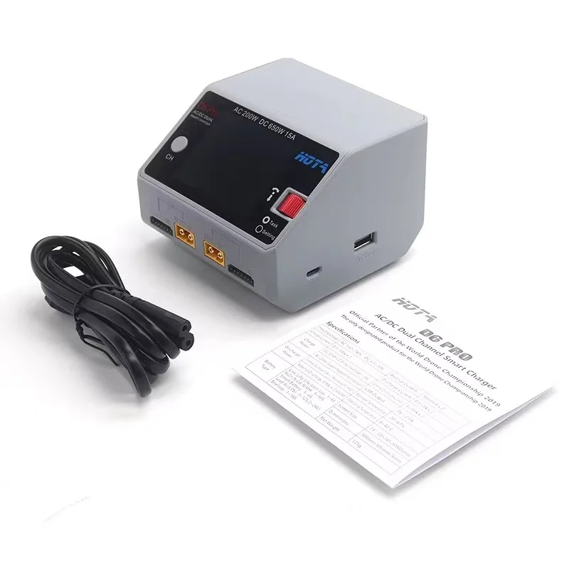 HOTA D6 Pro AC 200W DC 650W 15A*2 Dual Channel Lipo Oplader Ondersteuning Stroomverdeling 1-6S Batterijlader voor RC Modellen Onderdelen
