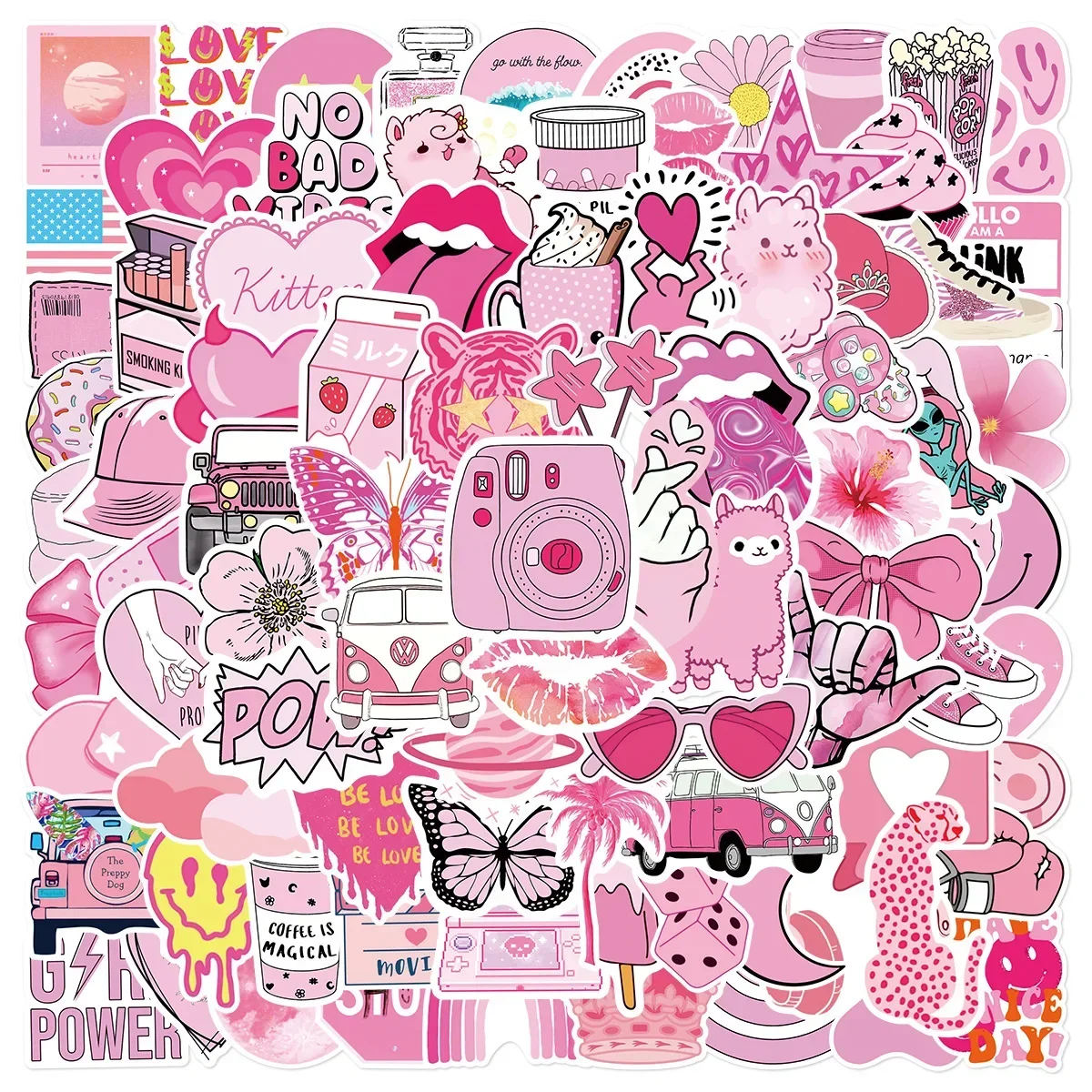 10/30/50/100PCS Pink VSCO Cute Girl Stickers Skateboard estetico Laptop chitarra Graffiti bagagli Sticker decalcomania impermeabile giocattoli