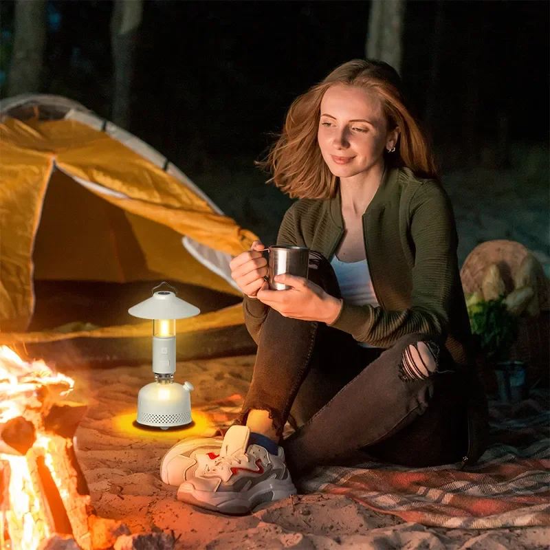 Portable LED Camping Lantern with Bluetooth Speaker Outdoor Night Light Large Capacity Tent Lamp Flashlight for Hiking Trip