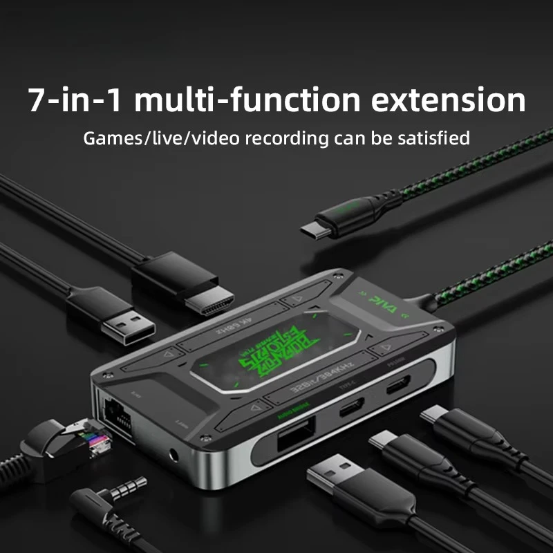 Docking Station 100W Fast Charge Type c to  3.5mm High Sampling Rate RJ45 Adapter Ethernet Extension