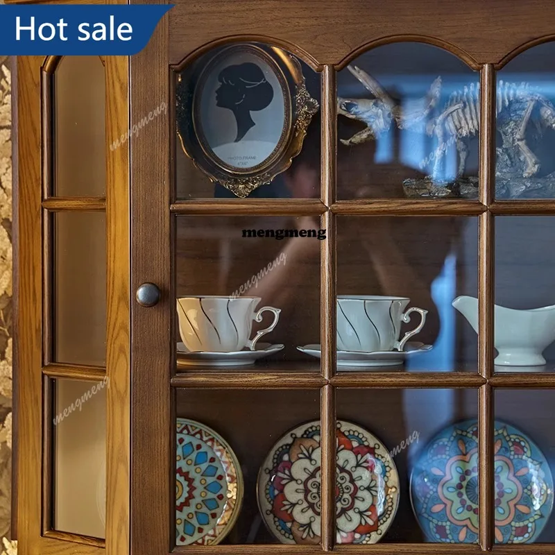 NQ52 Bella manor baroque wall cabinet American retro all solid wood cup holder medieval vintage cup holder cabinet hanging cabin