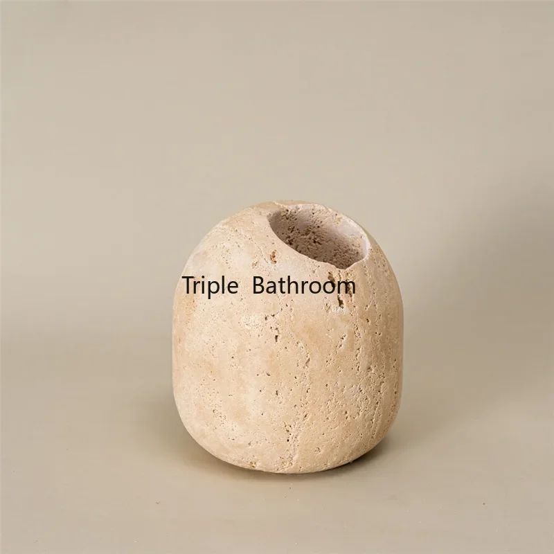 1 piece of retro European natural yellow limestone match can, home decoration toothpick can bathroom accessories
