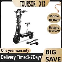 TOURSOR X13 Adult E-Scooter 4000W*2 Dual Motor Dual Drive Electric Scooter 60V 50AH 13 Inch Road Tires Electric Scooter