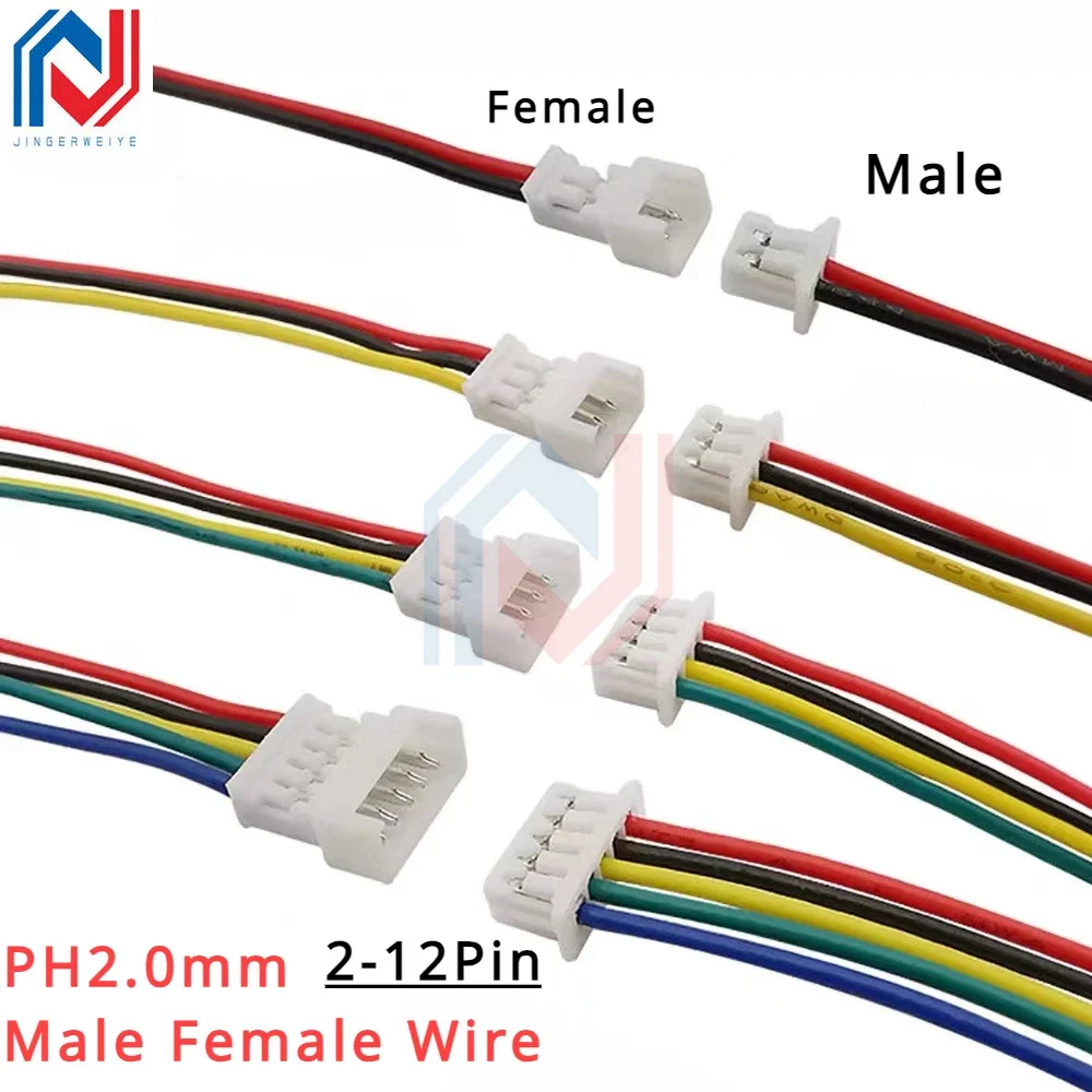 

2.0MM Male Female Wire Connector Pitch PH2.0mm 2P 3P 4P 5P 6P 7P 8P 9P 10P 11P 12 Pin Plug Jack Terminal Cable 10 20 30CM