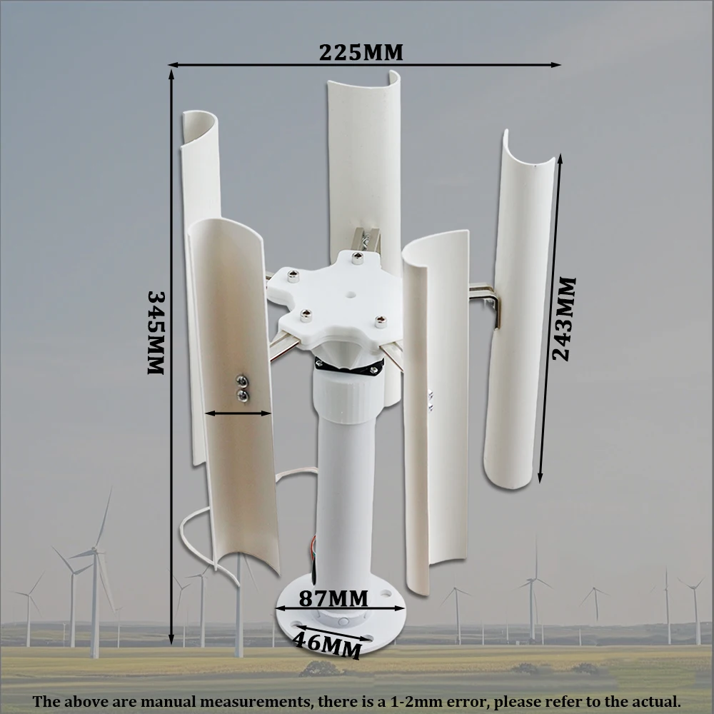 Vertical Five-blade Wind Generator Model Three-phase Permanent Magnet Brushless Generator Low-speed Windmill Portable Outdoor