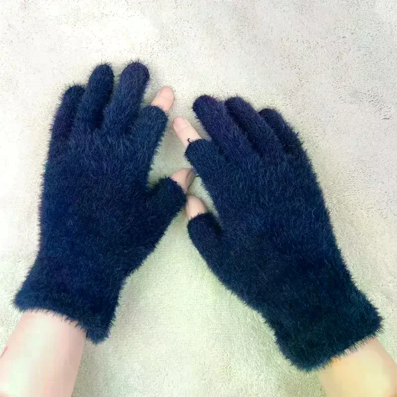 ถุงมือแบบไม่มีนิ้วสีดำเทา 1 คู - Fingerless Glove Knit บทวิจารณ์และราคา