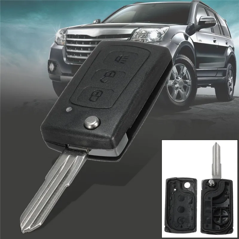 3 Button Car Folding Remote Flip Key Case Shell Fob With Battery Holder Replacement For Great Wall HAVAL HOVER H3 H5