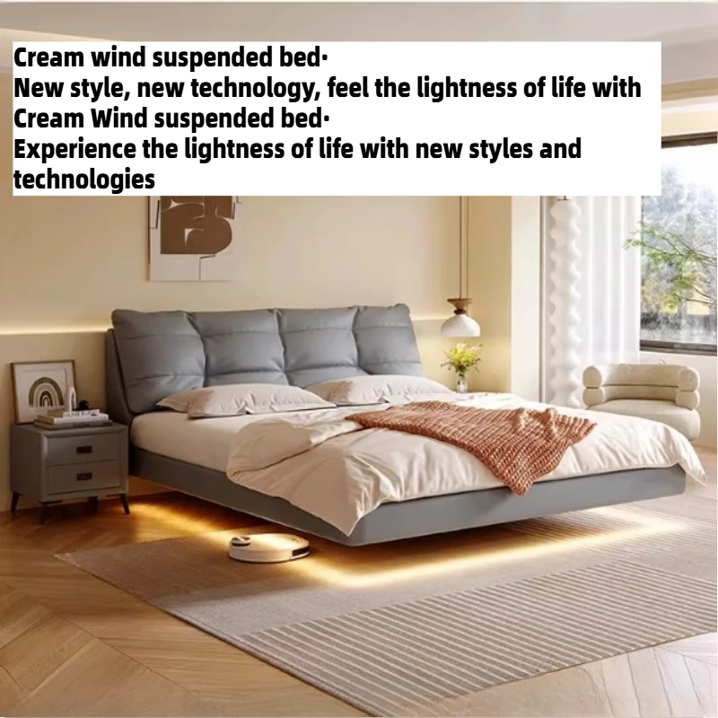 180x200cm Frame Luxury Suspended Bed Full Headboard Soft Pack Bed 2 People House Twin Queen Wooden Bedroom Furniture