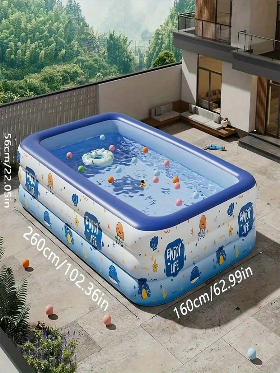 

1pc Large Capacity Inflatable Swimming Pool, Thickened PVC Material, Portable Foldable Easy Storage, Multiple Sizes, Suitable Fo