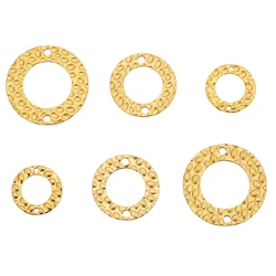 20pcs 15/20/25mm Stainless Steel Double Hole Texture Circle Ring Gold Plated Charm Earrings Conectors for Jewelry Making Finding