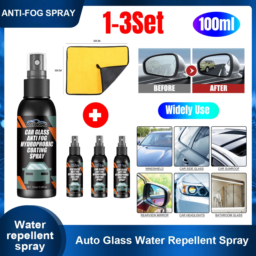 1-3Set Water Repellent Spray Anti Fog Liquid Anti Rain Coating Agent Glass Hydrophobic for Car Glass Windshield Mirror Cleaner