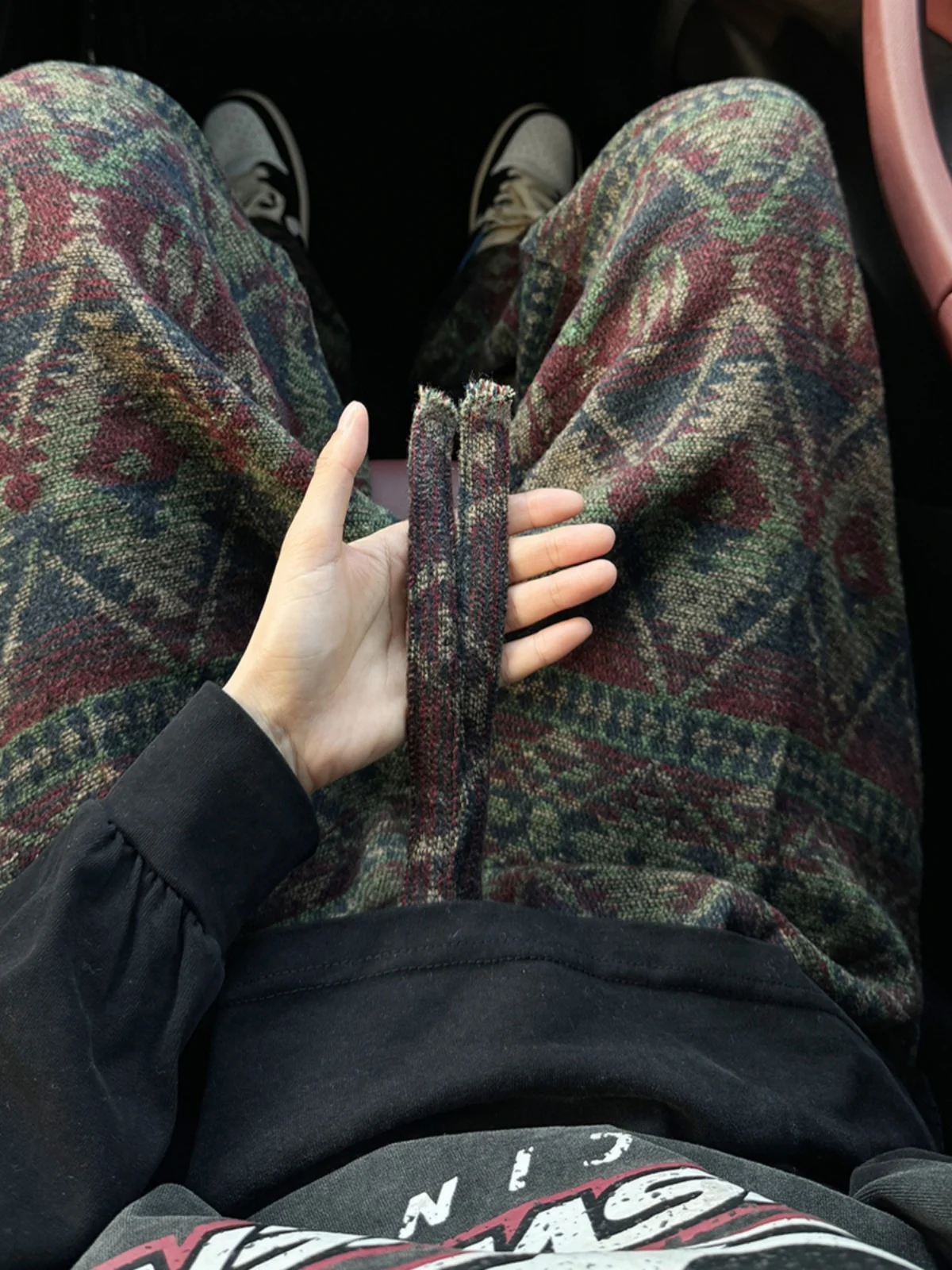 

Мужские прямые брюки American Sle из тяжелого трикотажа Dir Look, осенние широкие длинные брюки с этническим узором