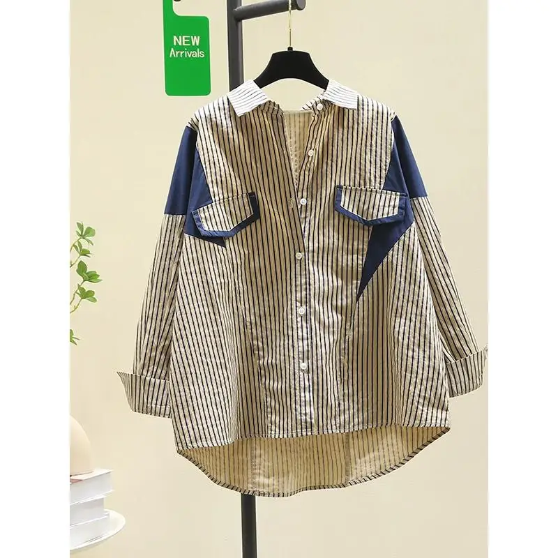 

Уникальная мужская рубашка в полоску с длинным рукавом в гонконгском стиле, новинка весна-осень, большие размеры, верхняя одежда