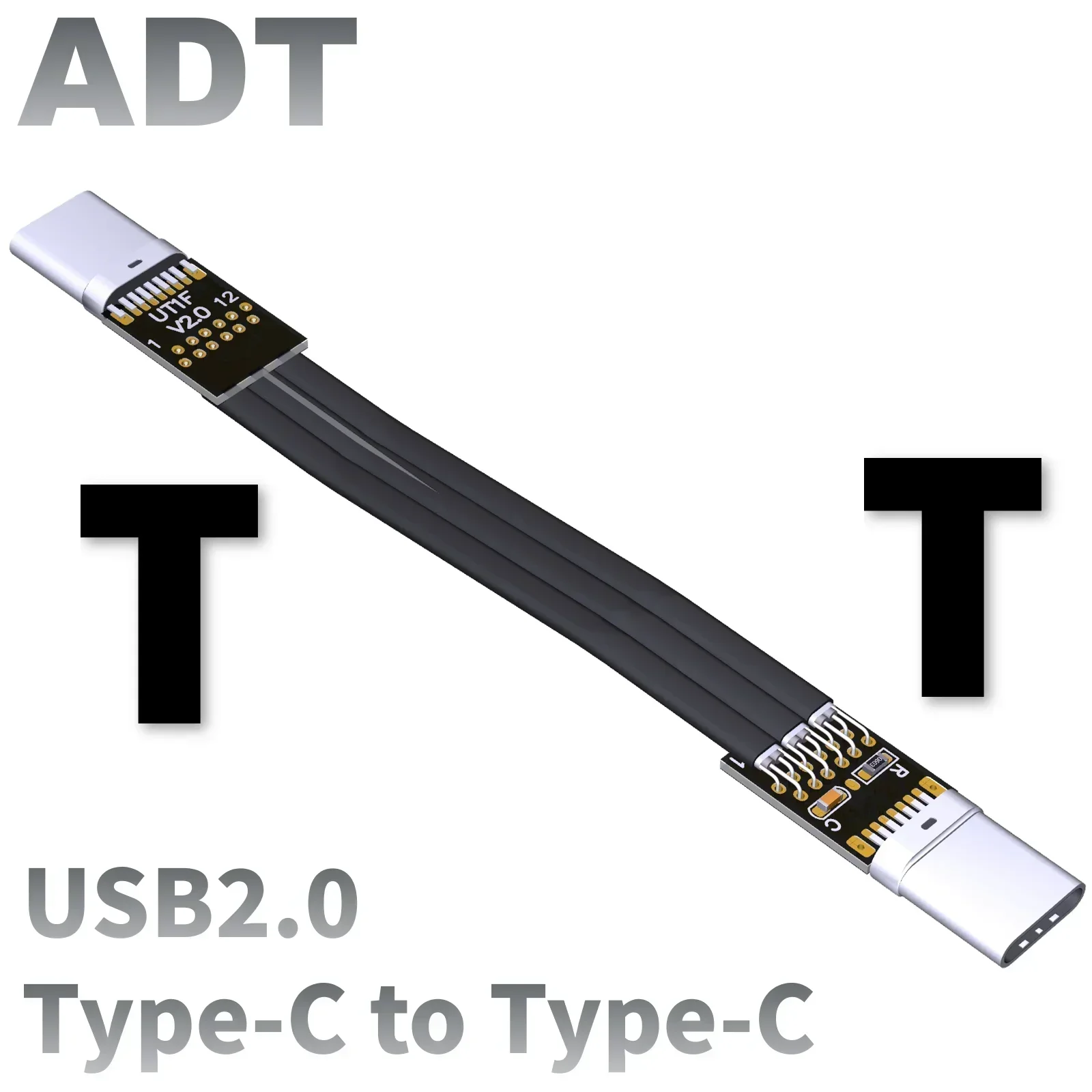 USB 2.0 TYPE C Extension Cable Type-c USBC Male To Female Adapter Right Angle 6A Flat Cables Ultra-thin Wire with Shield 3cm-10m