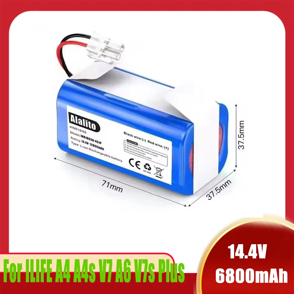 Новая литиевая батарея 14,8 В 9800 мАч для робота-пылесоса ILIFE A4 A4s V7 A6 A9 V7s Pro ILife 4S-1P полной емкости