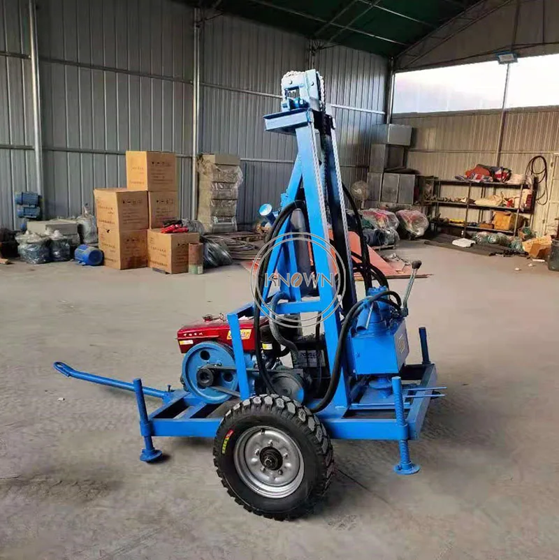 Perceuse de Puits d'Eau Diesel de 8 chevaux, Portable, Succion de Puits Profonds, Plate-Forme de Projection de Trous de Forage avec Cadre de Remorquage