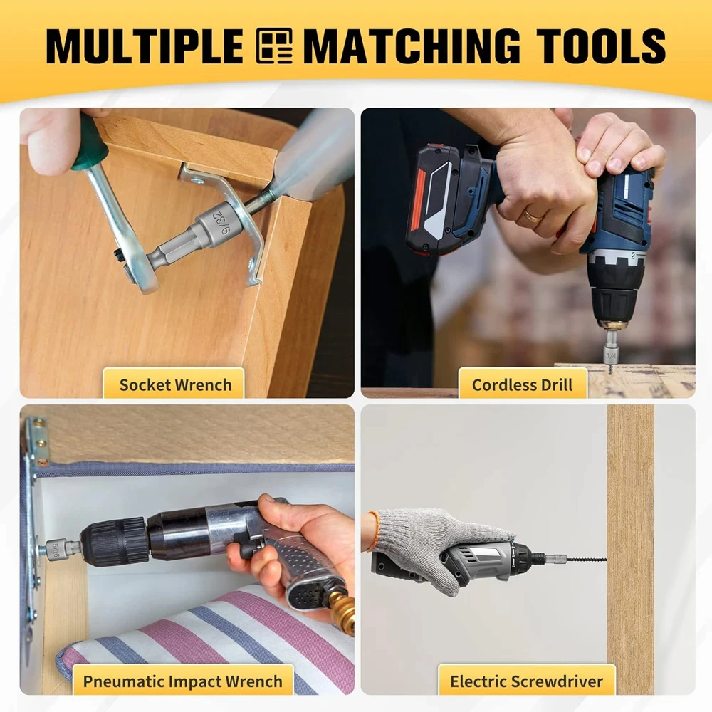 9/14PCS Powerful Socket Hexagonal Wrench Hexagonal Handle Screwdriver Socket Extension Rod Pneumatic Screwdriver Insert Tool Set gallery 5