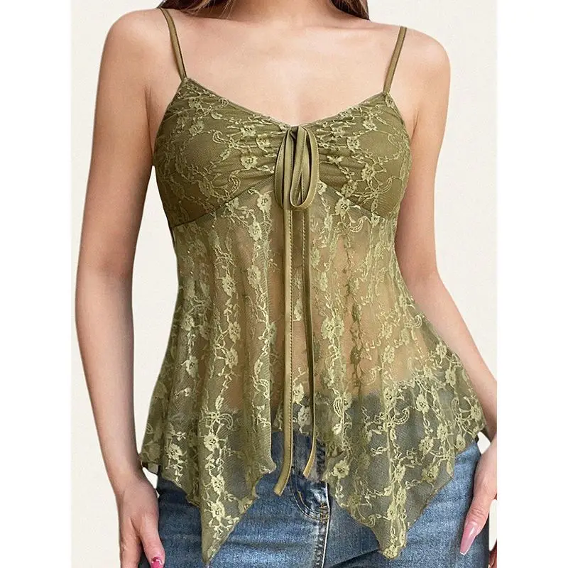 woman celebrity fashionable green camisole vest women winter new slim-fitting reveals shoulders sexy girl top trendy camisoles