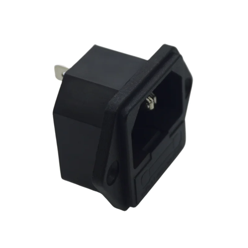 NEW Panel Mounted 3 Pin IEC 60320 C14 Inlet Male Power Plug 10A AC 250V w/ fuse holder