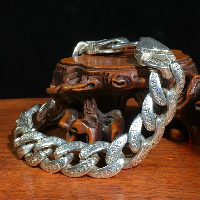 Antique collection silver bracelet men's old silver bracelet natal year domineering wealth gathering gift silver jewelry