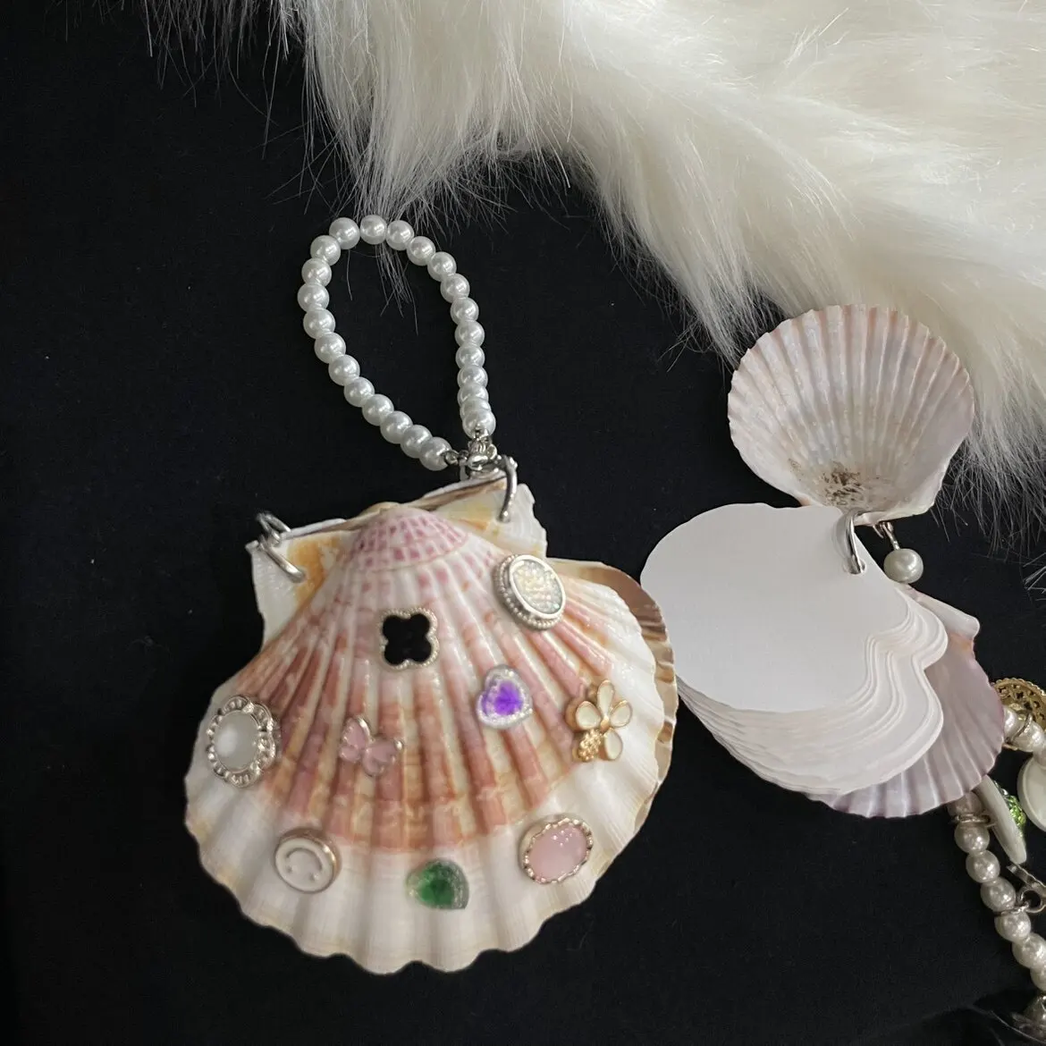 Y2K Original Aesthetics Shell Orchid small wallet Storage Bags niche design pendant keychain bag Harajuku subculture decoration